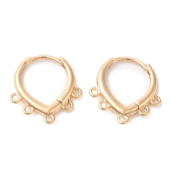 Brass Hoop Earring Findings, with Horizontal Loops, Light Gold, 18x17x2.5mm, Hole: 1mm