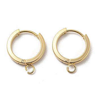 201 Stainless Steel Huggie Hoop Earrings Findings, with Vertical Loop, with 316 Surgical Stainless Steel Earring Pins, Ring, Real 24K Gold Plated, 16x2.5mm, Hole: 2.7mm, Pin: 1mm