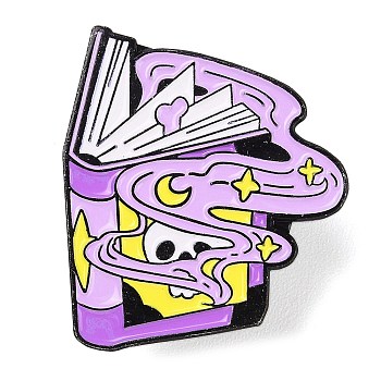 Black Aolly Brooches, Enamel Pins, A book full of magic, 30x26.5x1.5mm