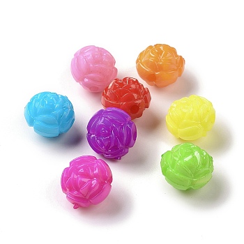 Opaque Acrylic Beads, Flower, Mixed Color, 13.5x14x11.5mm, Hole: 2mm, about 543pcs/500g