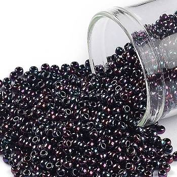 TOHO Round Seed Beads, Japanese Seed Beads, (504) Higher Metallic Purple Iris, 11/0, 2.2mm, Hole: 0.8mm, about 1110pcs/10g