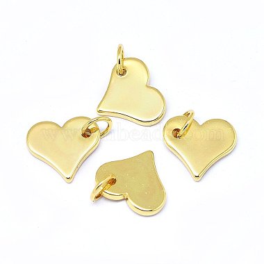 Real 18K Gold Plated Heart Brass Charms