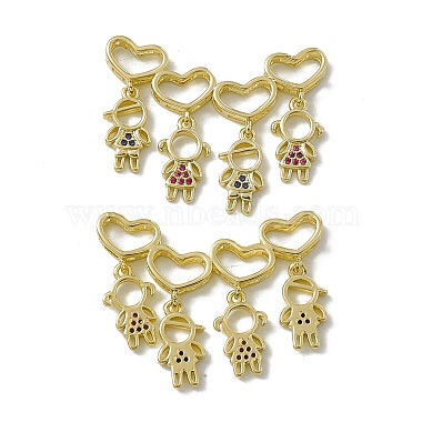 Real 18K Gold Plated Colorful Human Brass+Cubic Zirconia Slide Charms