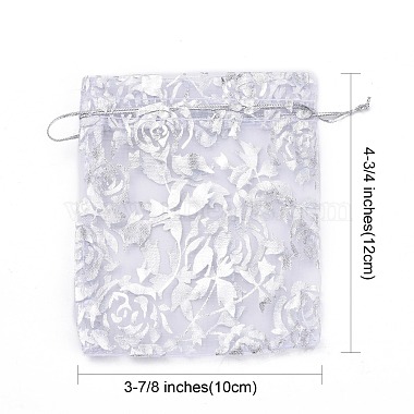 Rose Printed Organza Bags(OP-R021-10x12-03)-5