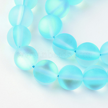 Deep Sky Blue Round Moonstone Beads