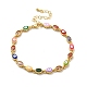 Enamel Evil Eye & Glass Oval Link Chain Bracelet(BJEW-G663-01G-01)-1