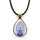 Yoga Theme Alloy Teardrop Pendant Necklace with Wax Rope for Women(CHAK-PW0001-007J)-1