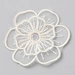 Computerized Embroidery Organza Ornament Accesories, Flower Lace Appliques, Flower, Floral White, 48x55x1.5mm(DIY-WH0656-22J)