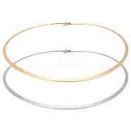 2Pcs 2 Colors 304 Stainless Steel Wire Wrap Collar Necklaces Set for Women, Rigid Necklaces, Golden & Stainless Steel Color, 13.5~14cm, 1Pc/color(NJEW-UN0001-34)