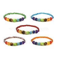 Natural Mixed Stone & Glass Seed Beaded Stretch Bracelet for Women, Mixed Color, Inner Diameter: 2-1/4 inch(5.6cm)(BJEW-JB09627)