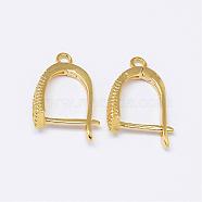 Brass Micro Pave AAA Cubic Zirconia Ear Harp Hoop Earring Findings,  with Latch Back Closure, Cadmium Free & Nickel Free & Lead Free, Real 18K Gold Plated, 18x11x1.5mm, Hole: 2mm, pin: 1mm(KK-F699-05G-NR)
