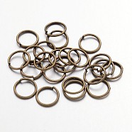 Iron Jump Rings, Open Jump Rings, Nickel Free, Antique Bronze Color, 21 Gauge, 8x0.7mm, Inner Diameter: 6.6mm, about 8600pcs/1000g(JRAB8mm-NF)