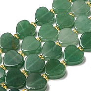 Natural Green Aventurine Beads Strands, with Seed Beads, Heart, 15.5~16x16x5.5~6.5mm, Hole: 1.2mm, about 20pcs/strand, 15.04 inch(38.2cm)(G-G072-D02-01)
