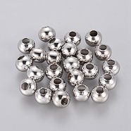 304 Stainless Steel Hollow Round Seamed Beads, for Jewelry Craft Making, Stainless Steel Color, 6x5mm, Hole: 2.4mm(X-STAS-R032-6mm)