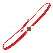 Natural Red Jasper Round Braided Bead Bracelet, Red Adjustable Bracelet, Bead: 8mm(IG5594-8)