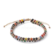 Natural Agate Round Braided Bead Bracelets, Nylon Thread Adjustable Bracelet, Inner Diameter: 2-5/8~4-1/8 inch(6.6~10.6cm)(BJEW-JB09840-02)