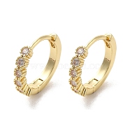 Rack Plating Brass Micro Pave Cubic Zirconia Huggie Hoop Earrings, Ring, Golden, 13x14x2.5mm(EJEW-A031-03G)