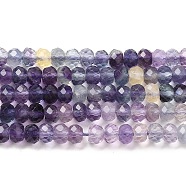 Natural Fluorite Beads Strands, Rondelle, Faceted, Grade AA, 4x3mm, Hole: 0.8mm, about 133pcs/strand, 15.35''(39cm)(G-E608-C10-B)