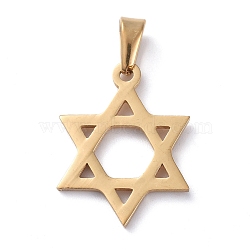 304 Stainless Steel Pendants, for Jewish, Star of David, Golden, 20x15x1.5mm, Hole: 6x3mm(STAS-I127-031G-B)