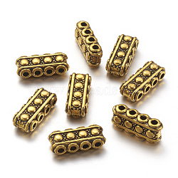 Alloy Bar Spacers, Rectangle,  Cadmium Free & Lead Free, Antique Golden, 17x7x5mm, Hole: 2mm(PALLOY-R00515-AG-RS)