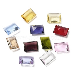 Pointed Back Glass Rhinestone Cabochons, Rectangle, Faceted, Mixed Color, 14x10x6~6.5mm(GLAA-B012-35)