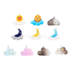 40Pcs 10 Style Kissitty Opaque Resin Pendants, with Platinum Iron Loop, DIY Accessories, Cloud, Mixed Color, 4pcs/style(RESI-KS0001-12)