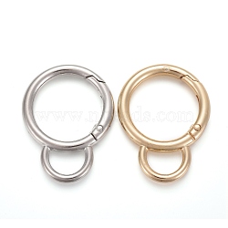 Alloy Spring Gate Ring, with Loop, Circle Key Rings, for Handbag Ornaments Decoration, Cadmium Free & Lead Free, Mixed Color, 45x35x4mm, Hole: 13x8mm(KEYC-H109-03B)