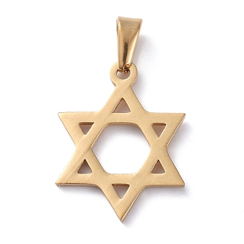304 Stainless Steel Pendants, for Jewish, Star of David, Golden, 20x15x1.5mm, Hole: 6x3mm