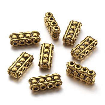 Alloy Bar Spacers, Rectangle,  Cadmium Free & Lead Free, Antique Golden, 17x7x5mm, Hole: 2mm