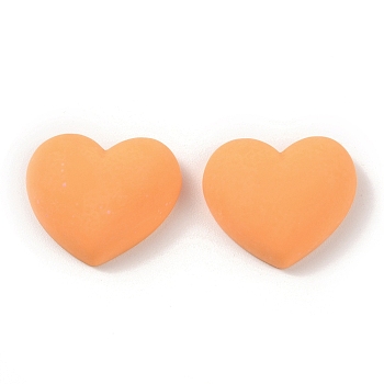 Resin Cabochons, Heart, Orange, 16x19x7.5mm