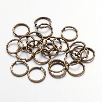 Iron Jump Rings, Open Jump Rings, Nickel Free, Antique Bronze Color, 21 Gauge, 8x0.7mm, Inner Diameter: 6.6mm, about 8600pcs/1000g