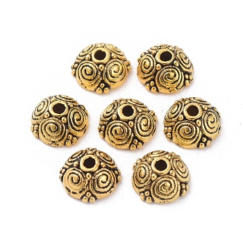 Alloy Bead Caps, Lead Free and Cadmium Free, Antique Golden, about 8mm long, 8mm wide, 4.5mm thick, hole: 2mm, Inner Diameter: 6mm
