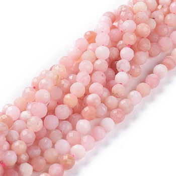 Natural Pink Opal Beads Strands, Round, Faceted, 4mm, Hole: 0.8mm, about 89pcs/strand, 15.55nches(39.5cm)