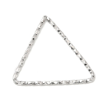 304 Stainless Steel Linking Rings, Textured, Triangle, Stainless Steel Color, 21x22x1mm, Inner Diameter: 19x18mm