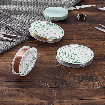 3 Rolls 3 Colors Round Copper Wire, for DIY Craft, Mixed Color, 0.4mm, about 26.25 Feet(8m)/Roll, 1 roll/color