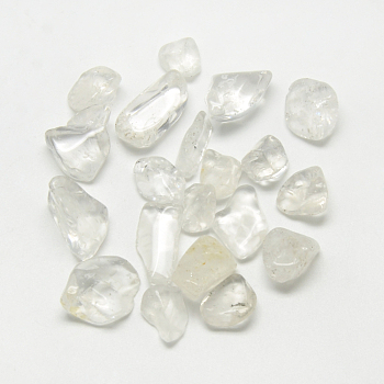 Natural Quartz Crystal Beads, Rock Crystal Beads, Tumbled Stone, Nuggets, No Hole/Undrilled, 12~25x9~17x3~14mm