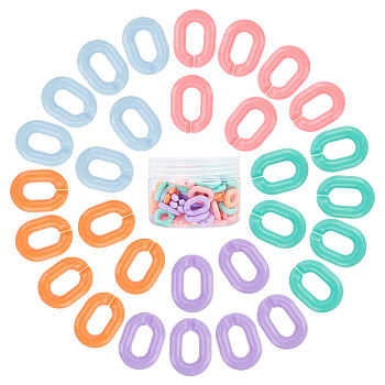 Gorgecraft Acrylic Linking Rings, Quick Link Connectors, For Jewelry Chains Making, Oval, Mixed Color, 19x14x4.5mm, Hole: 11x5.5mm, 5 colors, 20pcs/color, 100pcs/box