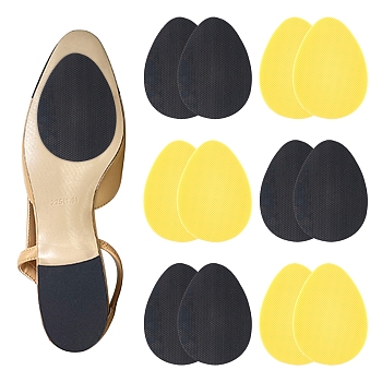 Gorgecraft 12Pcs 3 Colors  Rubber Non-Slip Shoes Pads, Adhesive Shoe Sole Protectors, High Heels Anti-Slip Shoe Grips, Mixed Color, 9x6.5x0.15cm, 6pcs/color