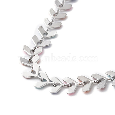Enamel Ear of Wheat Link Chain Necklace(NJEW-H169-01P)-3