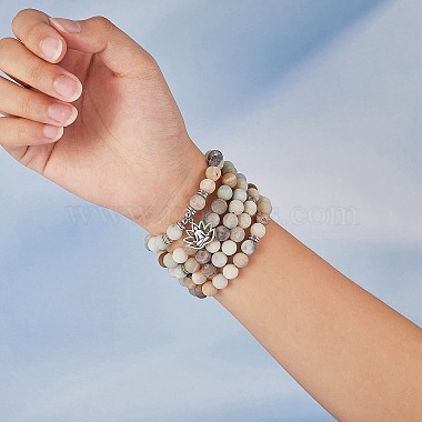 Bracelet enroulé en perles rondes en amazonite(AJEW-PH00503-03)-4