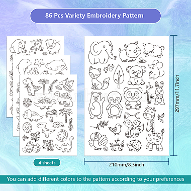 4 Sheets 11.6x8.2 Inch Stick and Stitch Embroidery Patterns(DIY-WH0455-015)-2