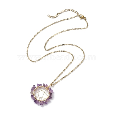 Colliers à pendentif en perles avec pierres précieuses naturelles et synthétiques mélangées étoiles(NJEW-JN04643)-5
