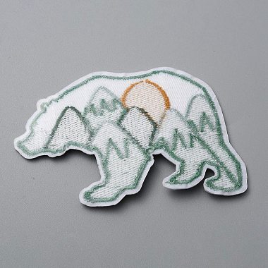 Polar Bear with Scenery Computerized Embroidery Cloth Iron on/Sew on Patches(DIY-WH0409-15D)-2