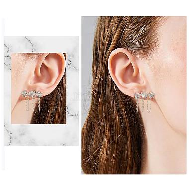 Flower Alloy Zirconia Stud Earrings(JE1067A)-6