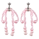 Boucles d'oreilles pendantes avec nœud papillon en graines de verre et imitation de perles(EJEW-MZ00124)-1