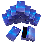 Starry Sky Pattern Cardboard Jewelry Boxes, with Sponge Inside, for Anniversaries, Weddings, Birthdays, Rectangle, Blue, 8.1x5.1x3.2cm(CBOX-BC0001-40D)