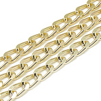 Unwelded Aluminum Curb Chains, Light Gold, 16x9.5x2.3mm(CHA-S001-101)