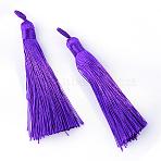 Polyester Tassel Big Pendants Decoration, DarkSlate Blue, 80~90x8.5~9mm, Hole: 4x6mm(AJEW-S059-03)