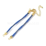 Nylon Cord Bracelets, for Connector Charm Bracelet Making, with Rack Plating Golden Lobster Claw Clasps & Chain Extenders, Long-Lasting Plated, Cadmium Free & Lead Free, Royal Blue, 5-3/4~6x1/8x1/8 inch(14.7~15.2x0.3cm)(MAK-C003-02G-55)