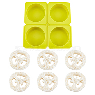 AHANDMAKER 1Pc Soap Storage Box Silicone Molds, Craft Making, Clothes, with 10Pcs Natural Loofah Slices Soap Dish Holder, Yellow, 16.5x16.5x3cm, Inner Diameter: 7cm)(DIY-GA0002-07)